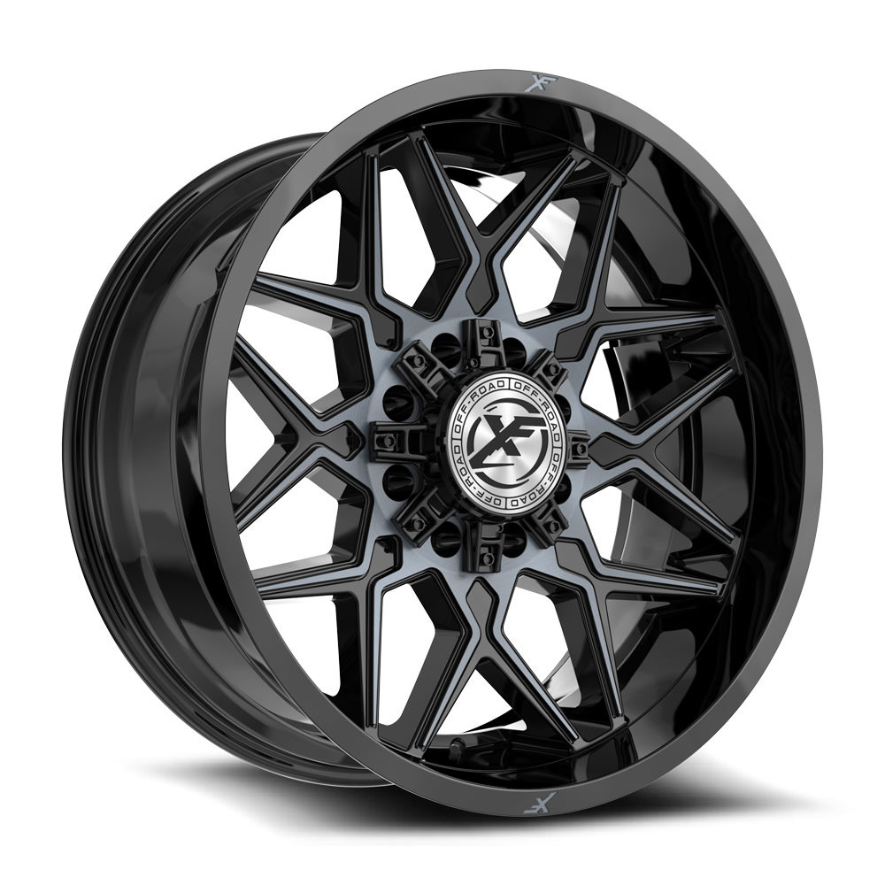 XF Off-Road XF-238 Gloss Black & Machined Titanium Double Dark Tint 20x10 (+-12)8x165.1