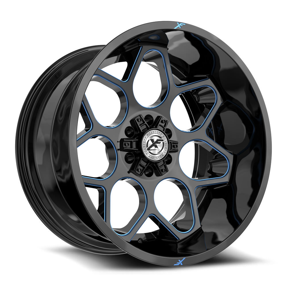 XF Off-Road XF-233 Gloss Black & Blue Milled 20x10 (+-12)5x127