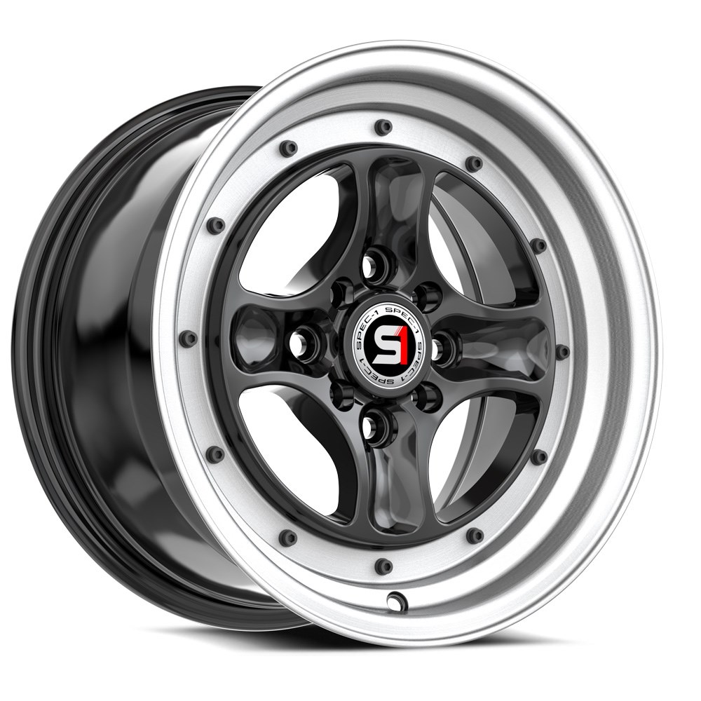 Spec-1 SPT-35 Gloss Black & Machined Lip 15x8 (+25)4x100
