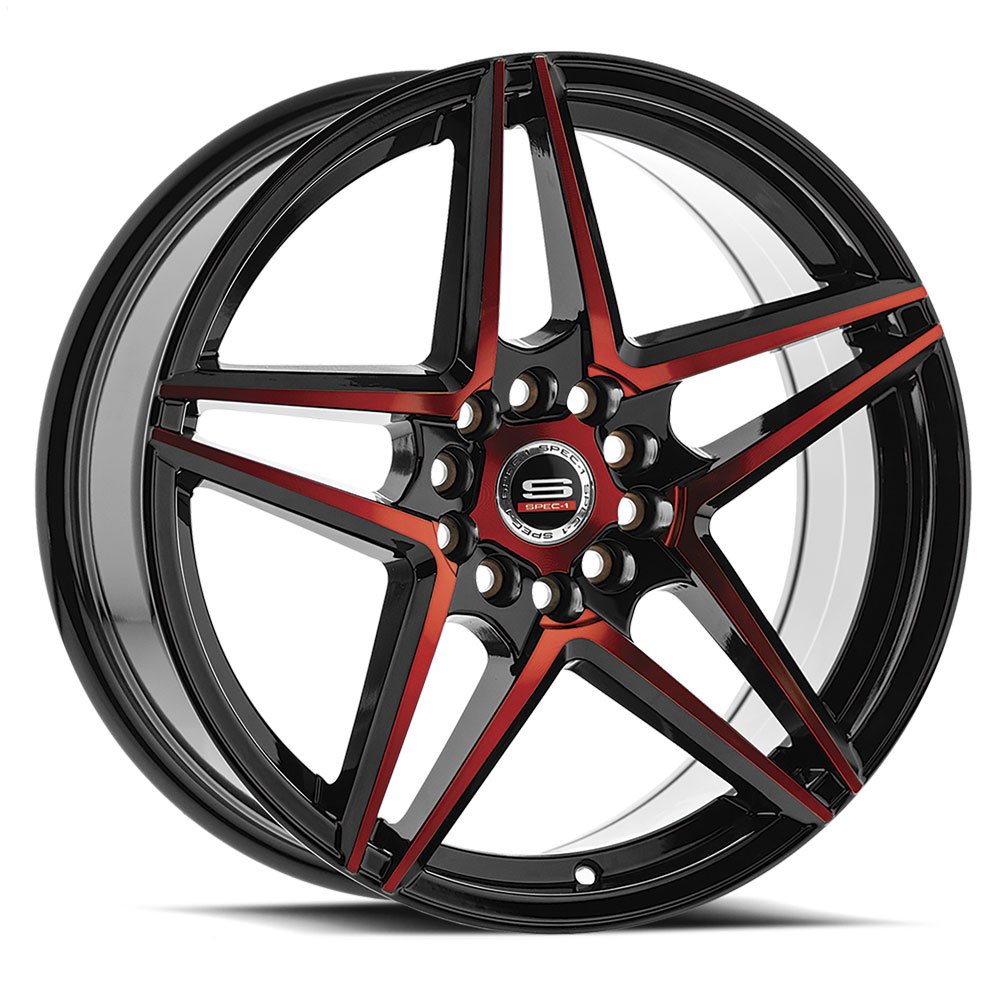 Spec-1 SP-54 Gloss Black & Red Machined 17x7.5 (+42)4x100