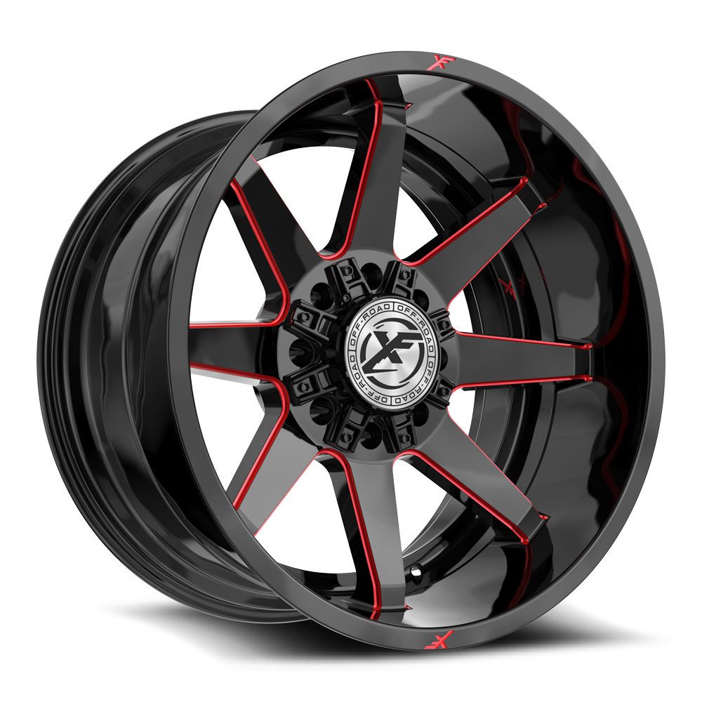 XF Off-Road XF-236 Gloss Black & Red Milled 20x10 (+-12)8x165.1