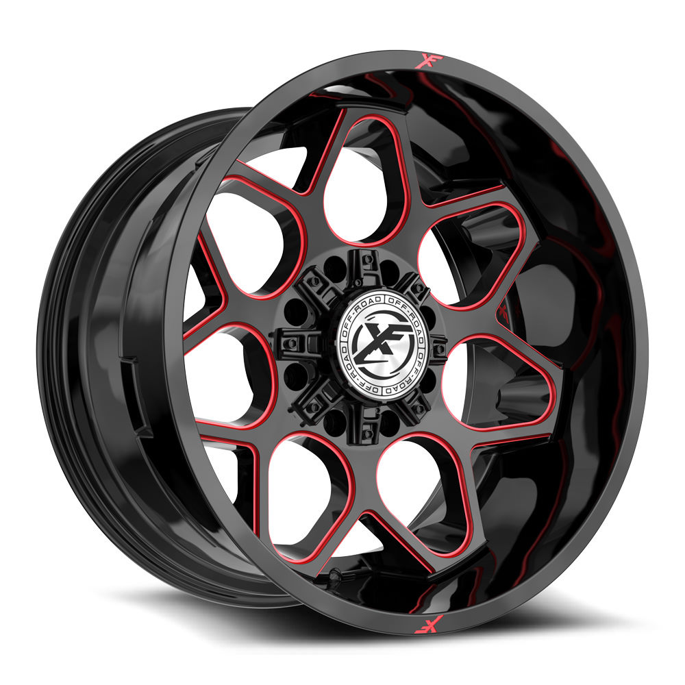 Xf Off-road Xf-233 Gloss Black & Red Milled 20x10 (-12) 8x165.1