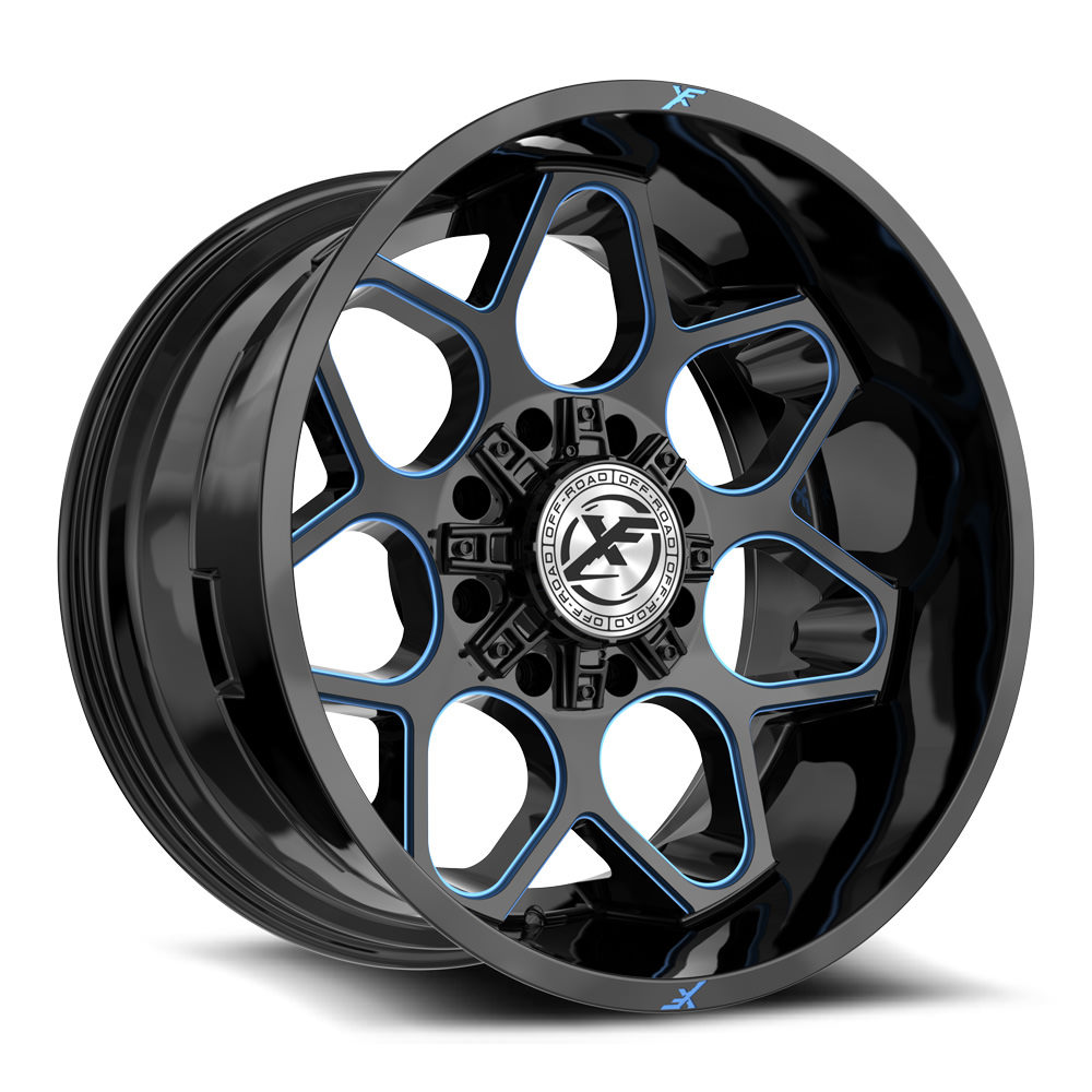 XF Off-Road XF-233 Gloss Black & Blue Milled 20x10 (+-12)8x165.1