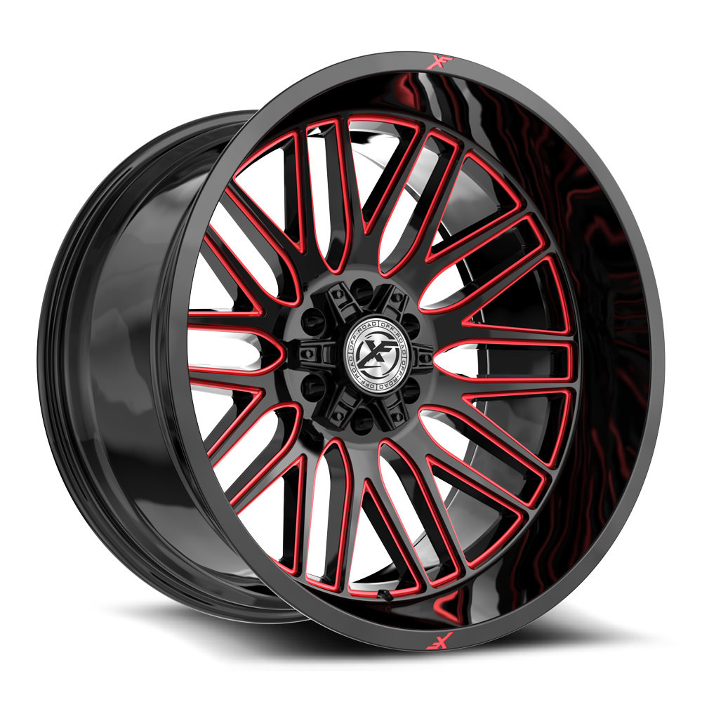 XF Off-Road XF-240 Gloss Black & Red Milled 20x10 (+-12)5x127