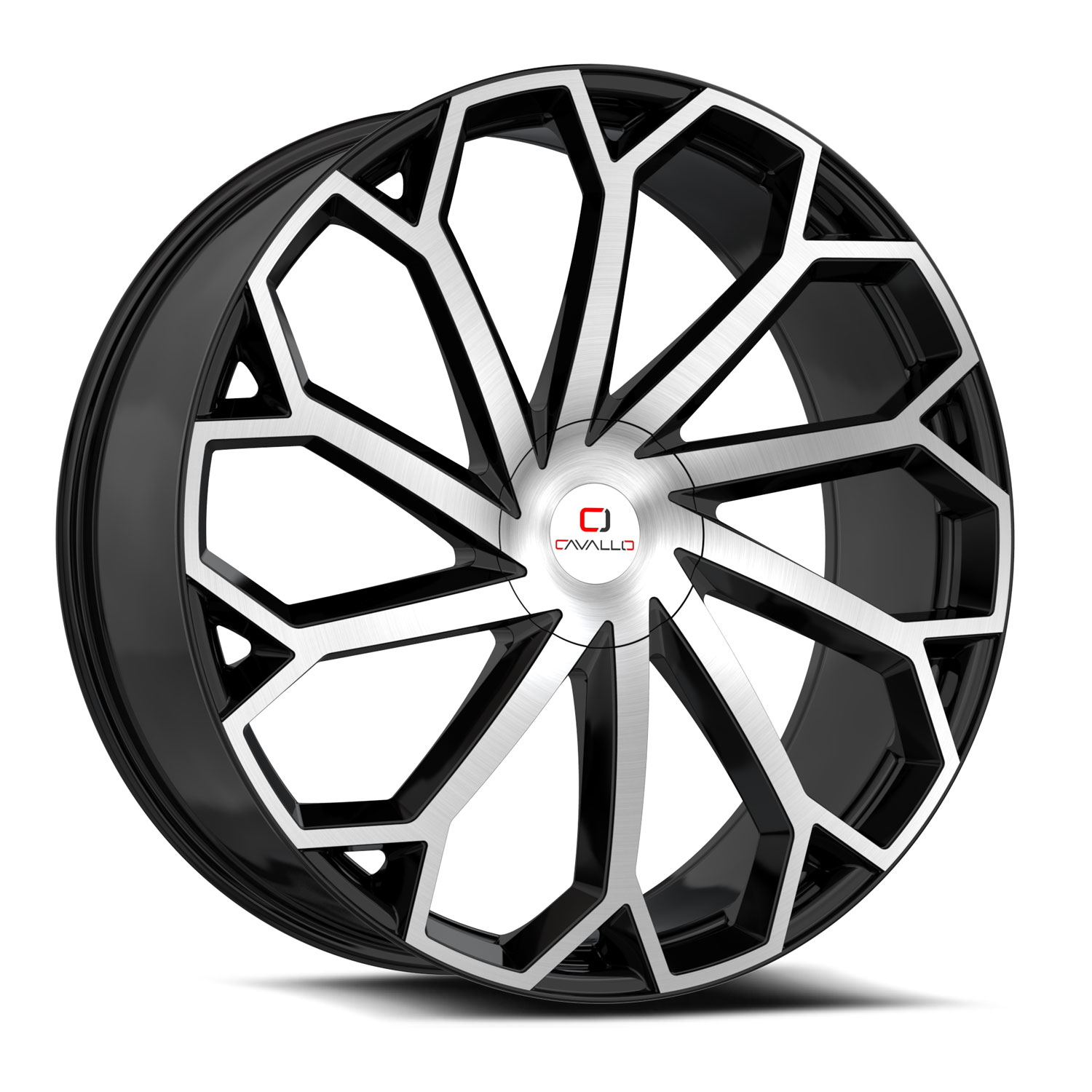 Cavallo Clv-51 Gloss Black & Machined 22x9.5 (+25) 6x135