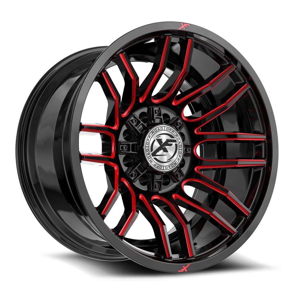 XF Off-Road XF-232 Gloss Black & Red Milled 20x12 (+-44)8x165.1
