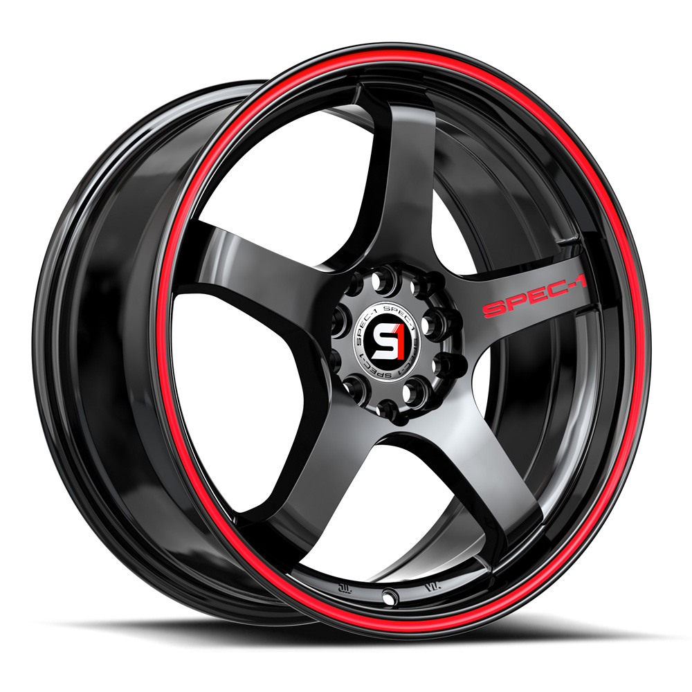 Spec-1 Spt-31 Gloss Black & Red Line 17x7.5 (+42) 4x100