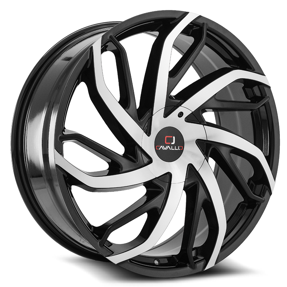 Cavallo CLV-29 Gloss Black and Machined 24x9 (+25) 6x135/6x139.7