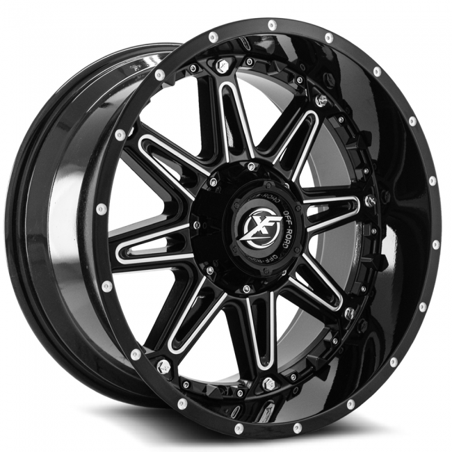 Xf Off-road Xf-217 20x9 5x139.7 5x150 0 Cb 110.3 Gloss Black+red Inserts+xf Rivets+milled Dots