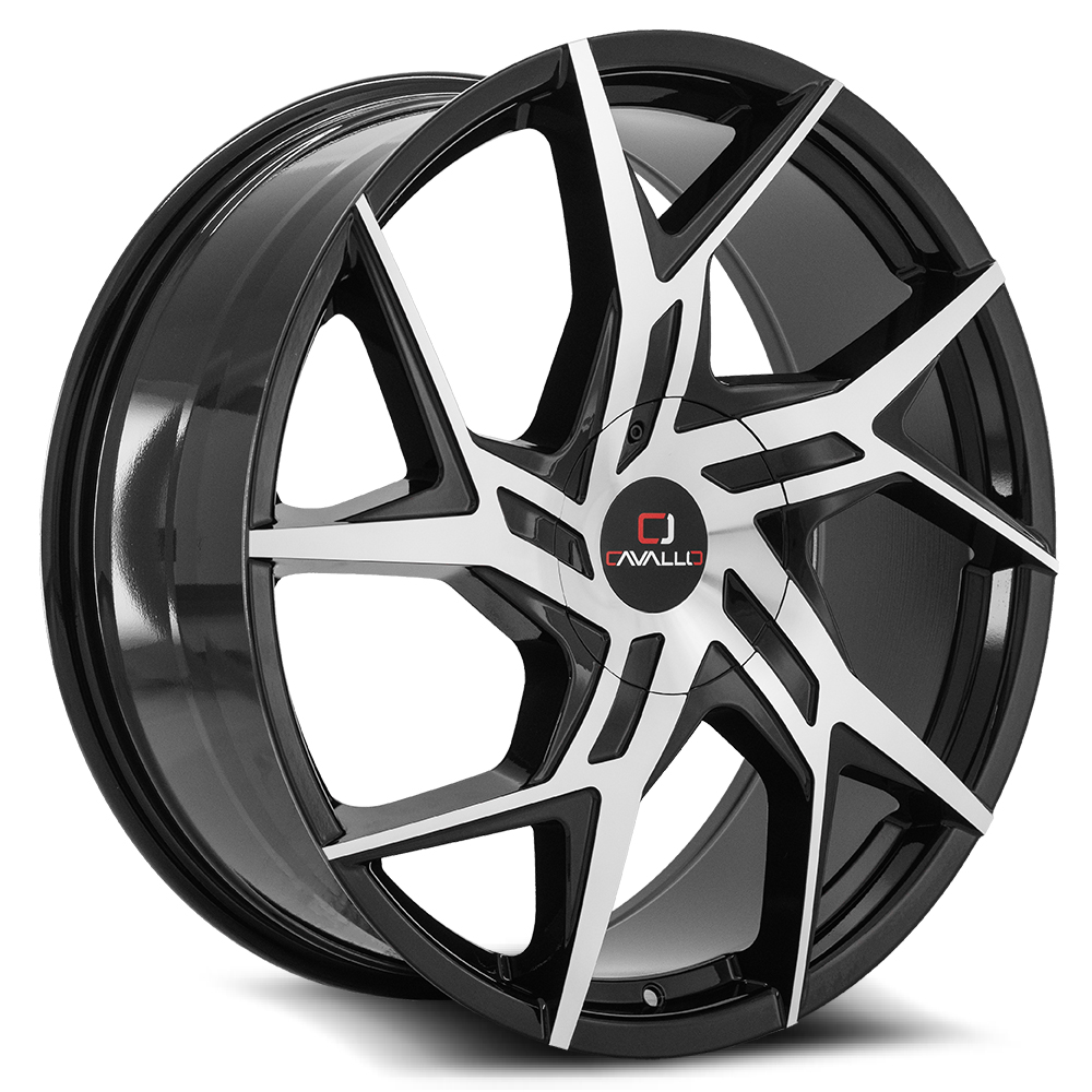 Cavallo Clv-26 Gloss Black & Machined 22x8.5 (+38) 5x112