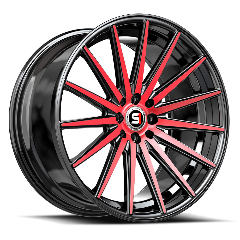 Spec-1 Sp-69 Gloss Black & Red Machined 17x7.5 (+42) 4x100