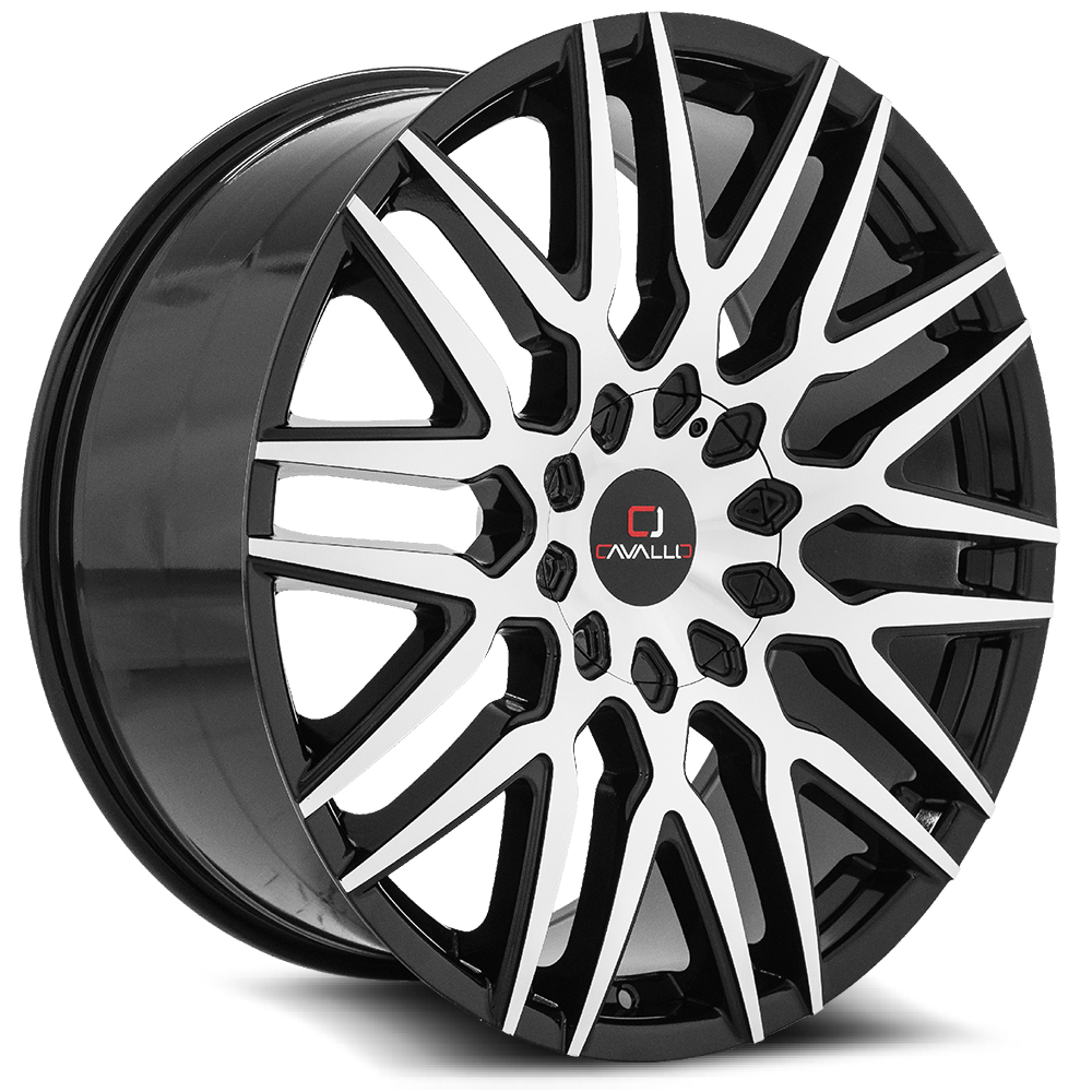 Cavallo Clv-24 Gloss Black & Machined 22x9.5 (+15) Blank 5x/6x