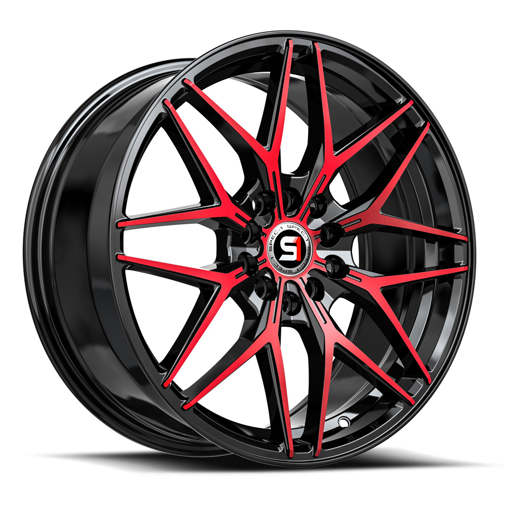 Spec-1 Sp-60 Gloss Black & Red Machined 17x7.5 (+42) 5x105