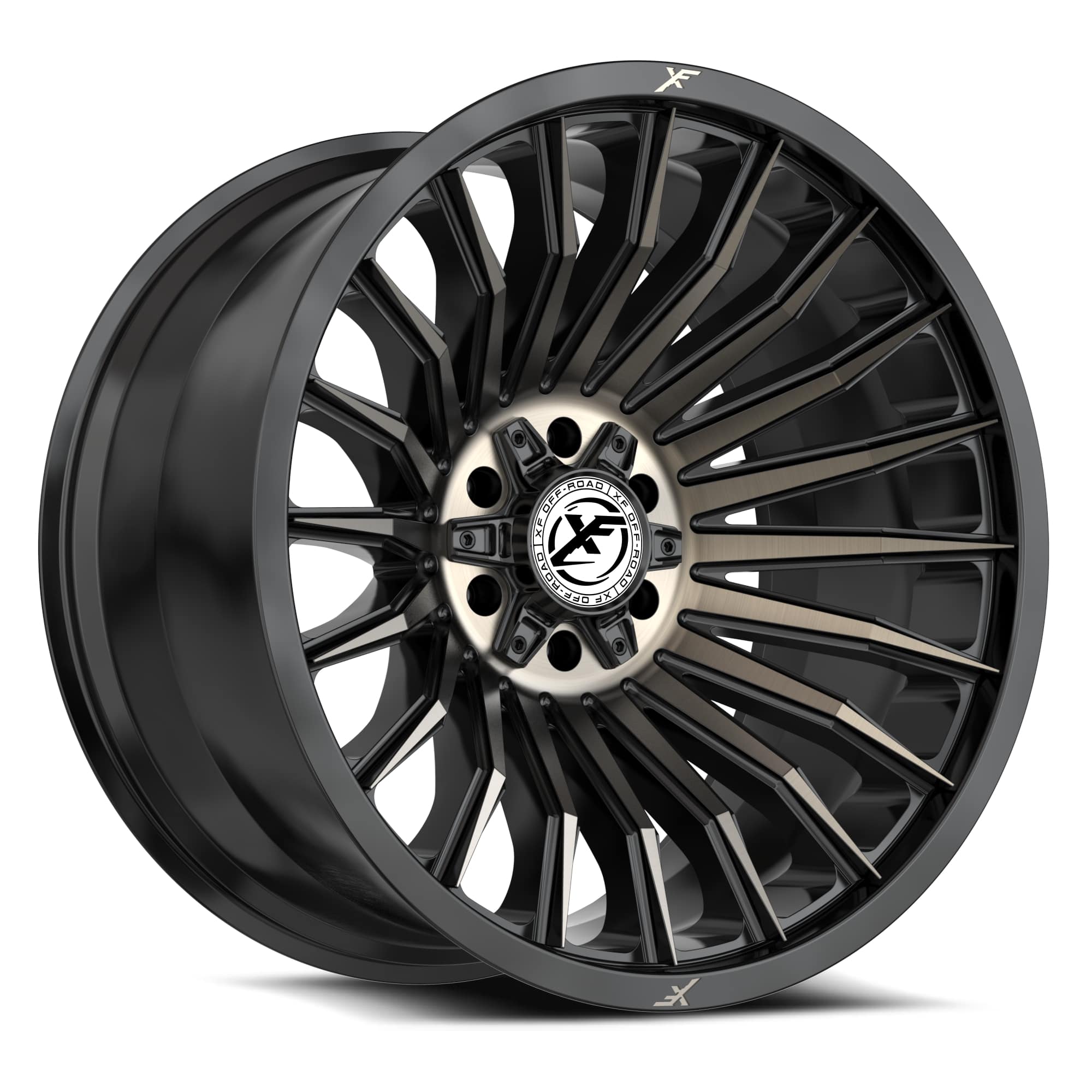 XF Off-Road XF-232 Satin Black & Bronze Machined Double Dark Tint 24x12 (+-44)5x127