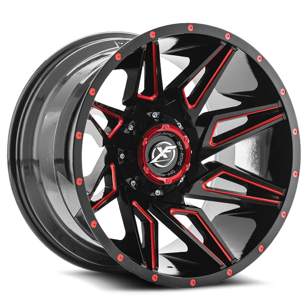 XF Off-Road XF-218 Gloss Black & Red Milled 20x9 (+12)5x139.7
