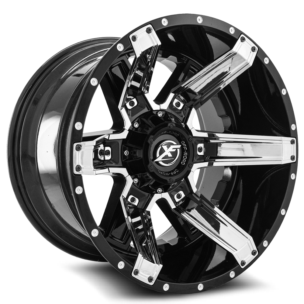 Xf Off-road Xf-214 Gloss Black + Chrome Inserts 20x9 (+0) 5x139.7