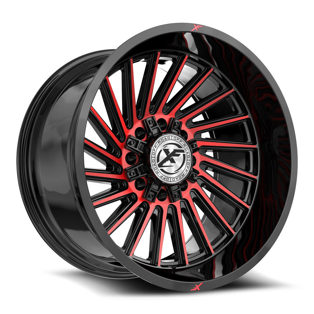 XF Off-Road XF-239 Gloss Black & Red Machined 22x12 (+-44)8x165.1