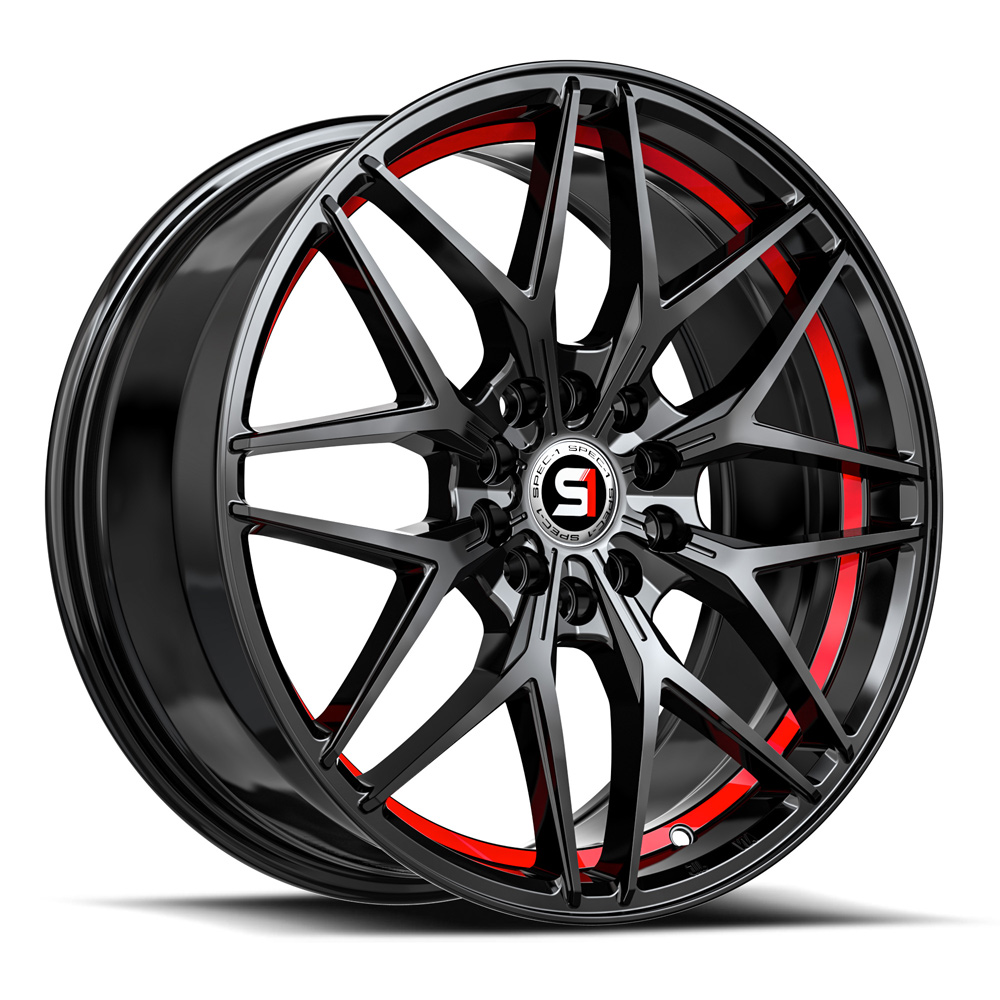 Spec-1 Sp-60 Gloss Black & Red Undercut 17x7.5 (+42) 5x105