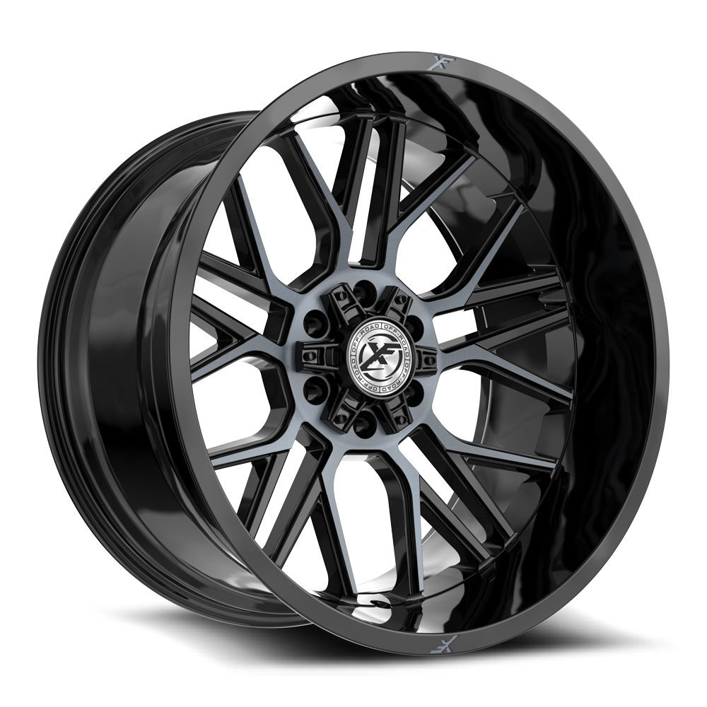 XF Off-Road XF-235 Gloss Black & Machined Titanium Double Dark Tint 20x10 (+-12)5x127