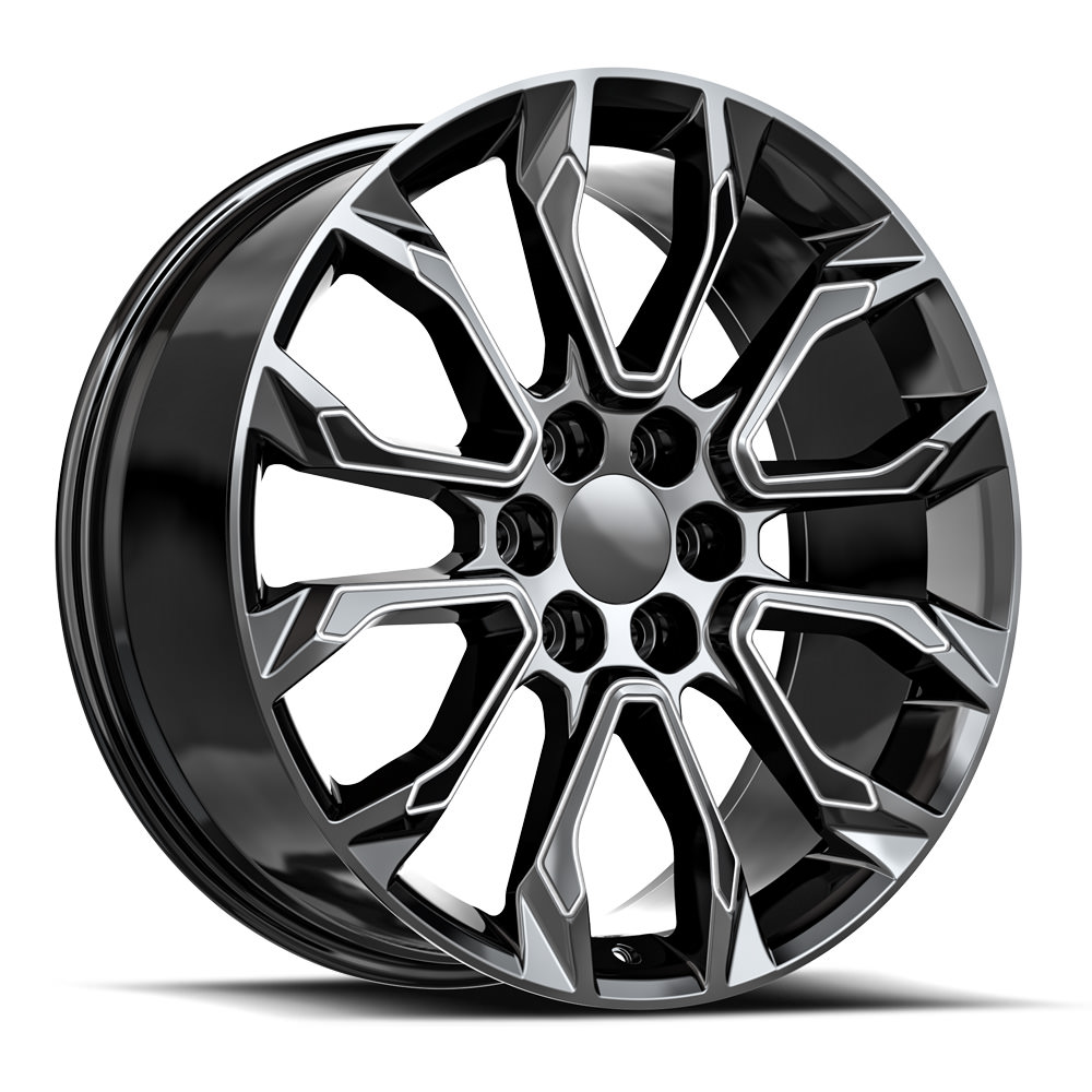 O.E. Revolution G-38 Gloss Black & Milled 22x9 (+31)6x139.7