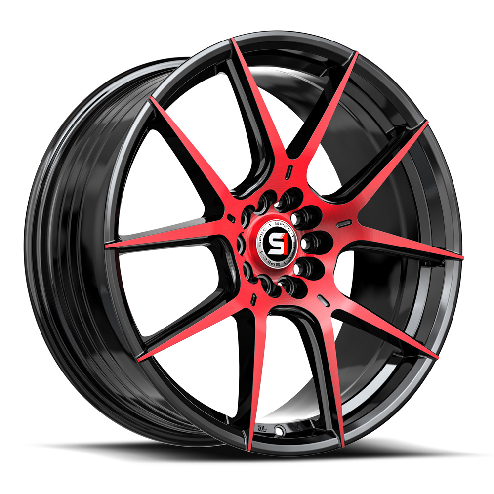 Spec-1 Sp-71 Gloss Black & Red Machined 17x8 (+42) 4x100