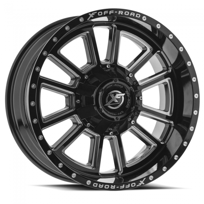 Xf Off-road Xf-225 20x9 8x165.1 8x180 +12 Cb 125.2 Gloss Black Milled And Milled Dots