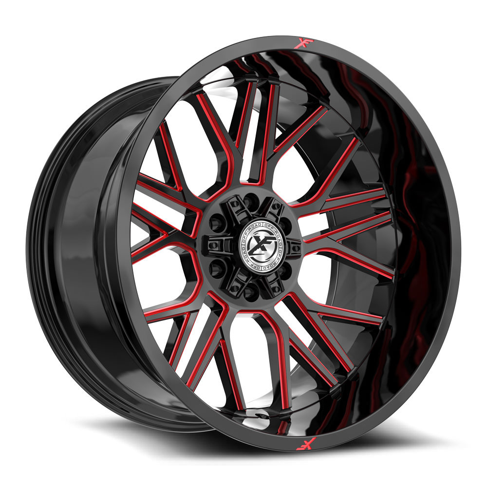 XF Off-Road XF-235 Gloss Black & Red Milled 20x10 (+-12)5x127