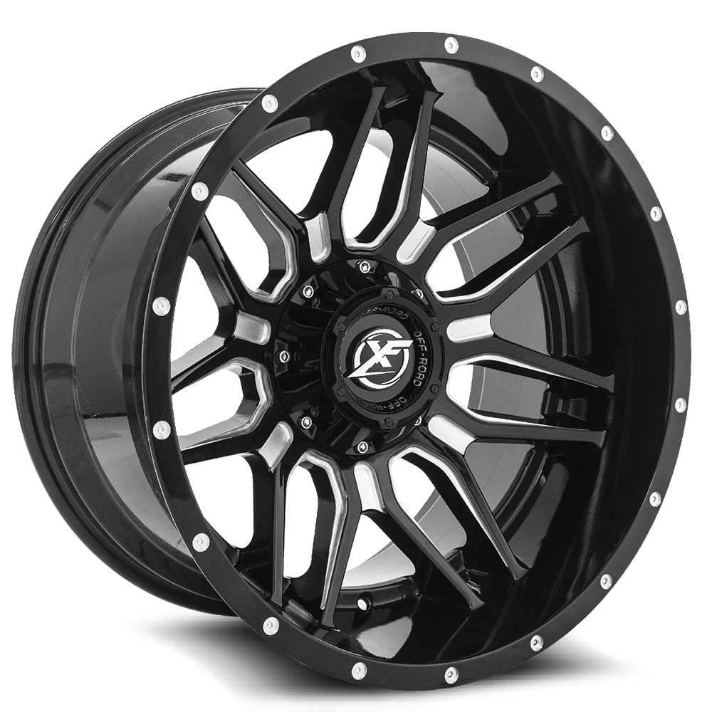 XF Off-Road XF-222 Gloss Black & Milled 20x10 (+-12)5x139.7