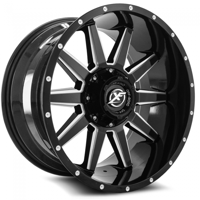Xf Off-road Xf-219 20x10 8x165.1 8x180 -24cb 125.2 Gloss Black Milled With Milled Dots