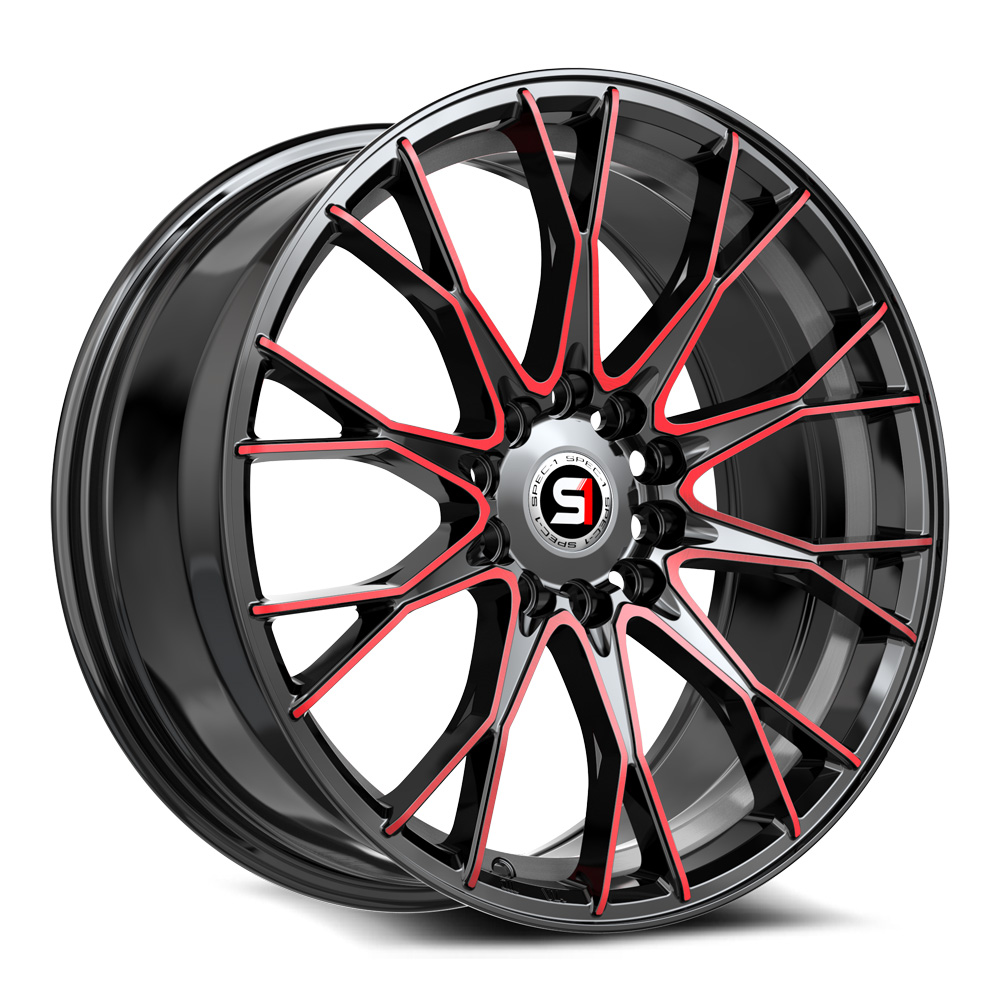 Spec-1 Sp-59 Gloss Black & Red Machined 17x7.5 (+42) 5x100