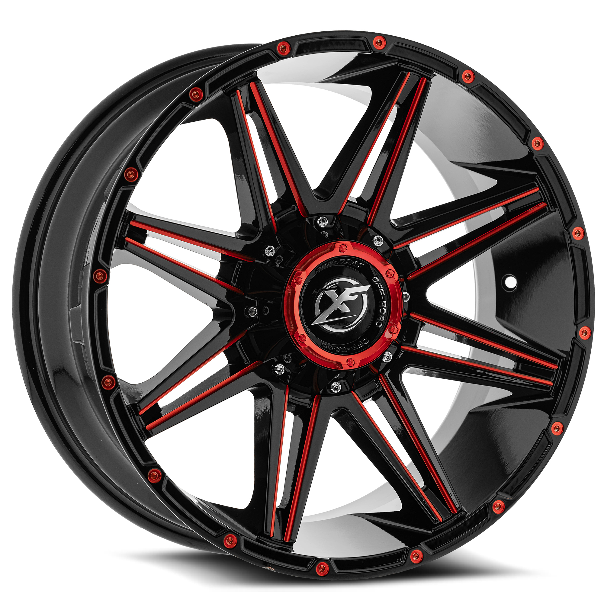 XF Off-Road XF-220 Gloss Black & Red Milled 20x9 (+0)5x139.7