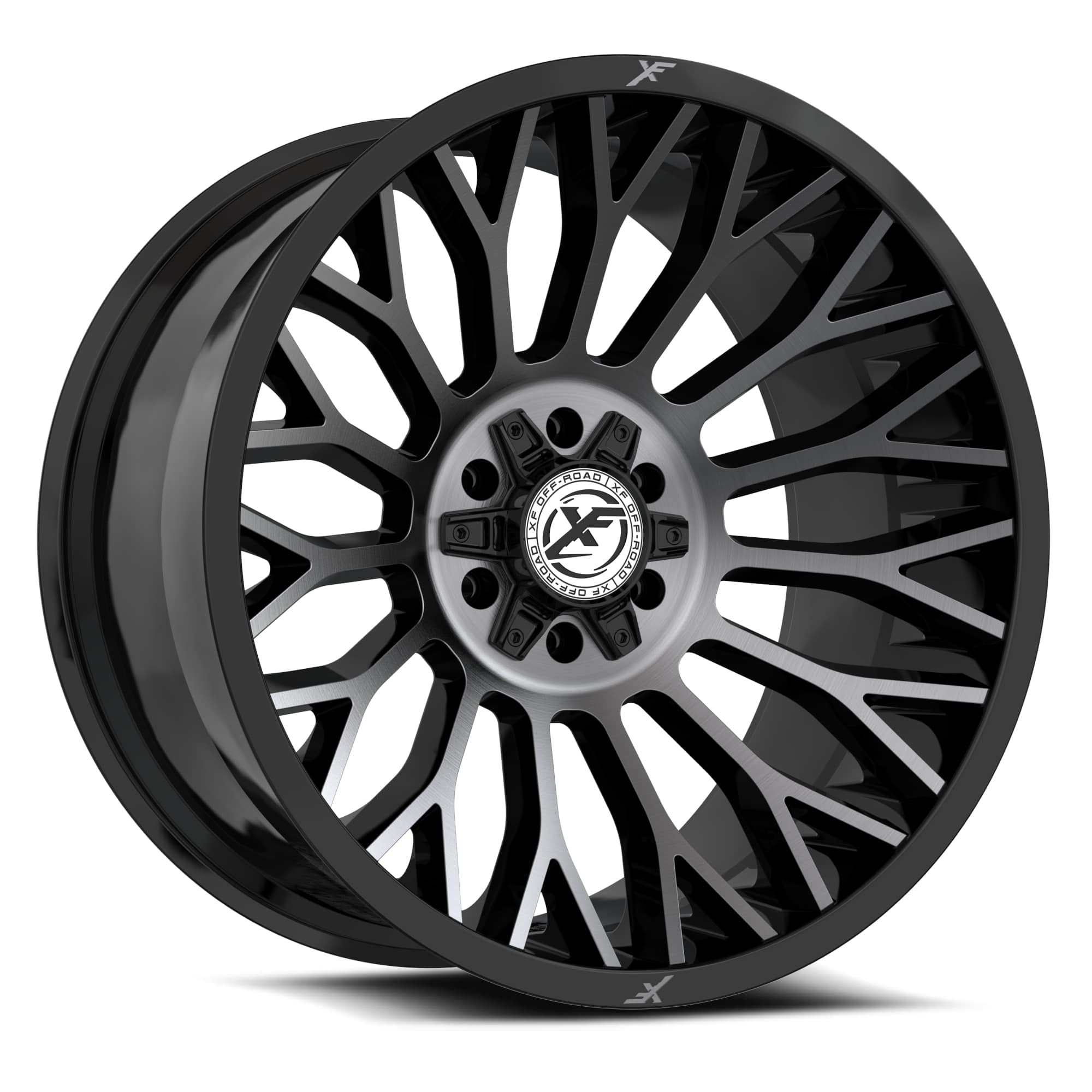 XF Off-Road XF-237 Gloss Black & Machined Titanium Double Dark Tint 24x14 (+-76)6x135