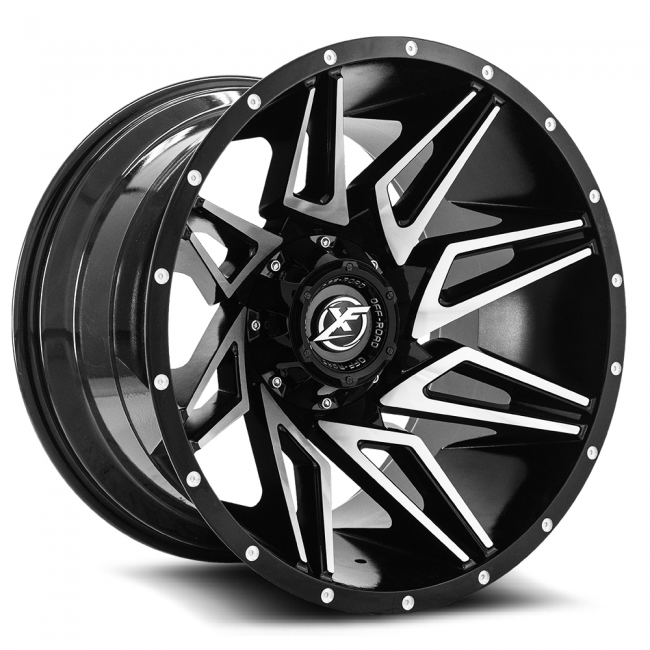 Xf Off-road Xf-218 20x10 8x165.1 8x170 -12 Cb 125.2 Gloss Black Machined And Milled Dots