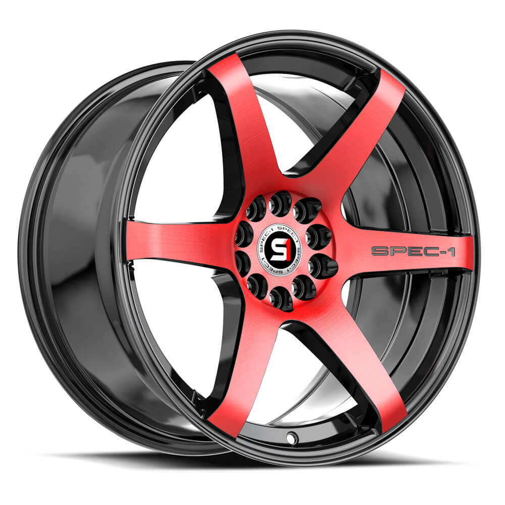 Spec-1 Spt-32 Gloss Black & Red Machined 17x8 (+42) 4x100