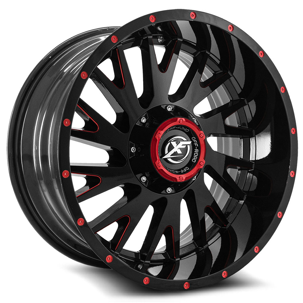 Xf Off-road Xf-221 Gloss Black & Red Milled 20x12 (-44) 5x139.7