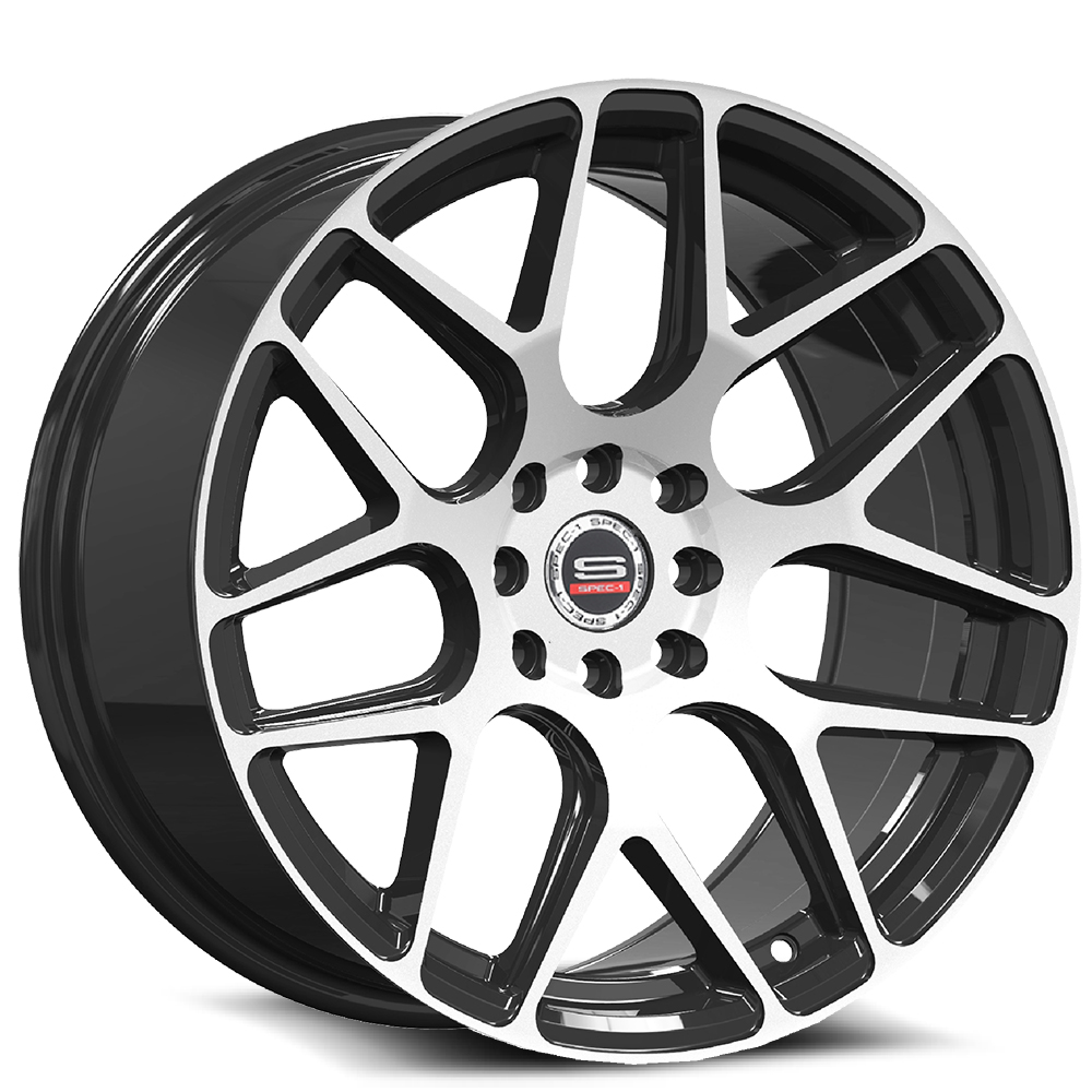 Spec-1 Sp-47 Gloss Black & Machined 17x8.5 (+30) 4x100