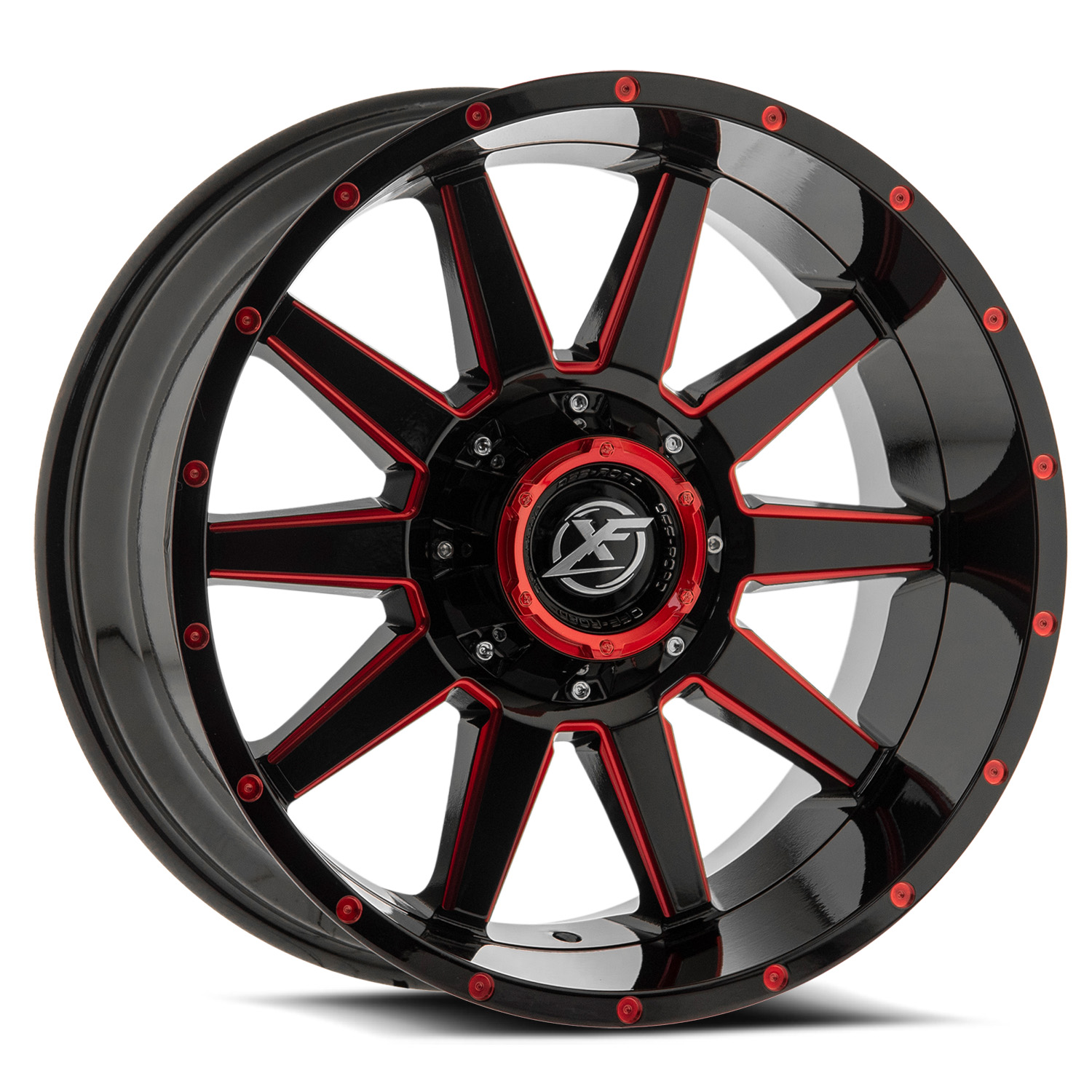 XF Off-Road XF-219 Gloss Black & Red Milled 18x9 (+0)5x139.7