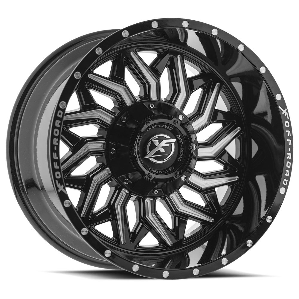 XF Offroad  XF-228  Gloss Black and Milled  20x12  (-44)  5x114.3/5x127