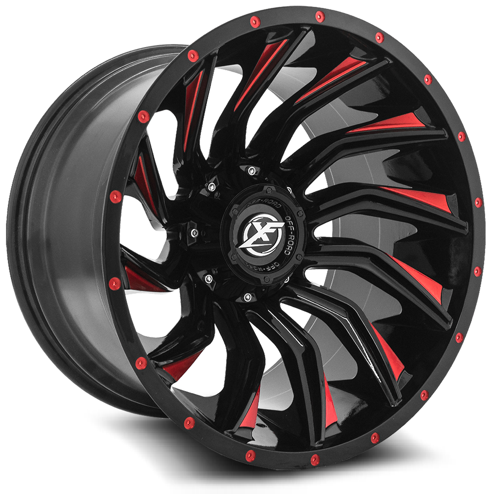 XF Off-Road XF-224 Gloss Black & Red Milled 20x10 (+-12)5x139.7