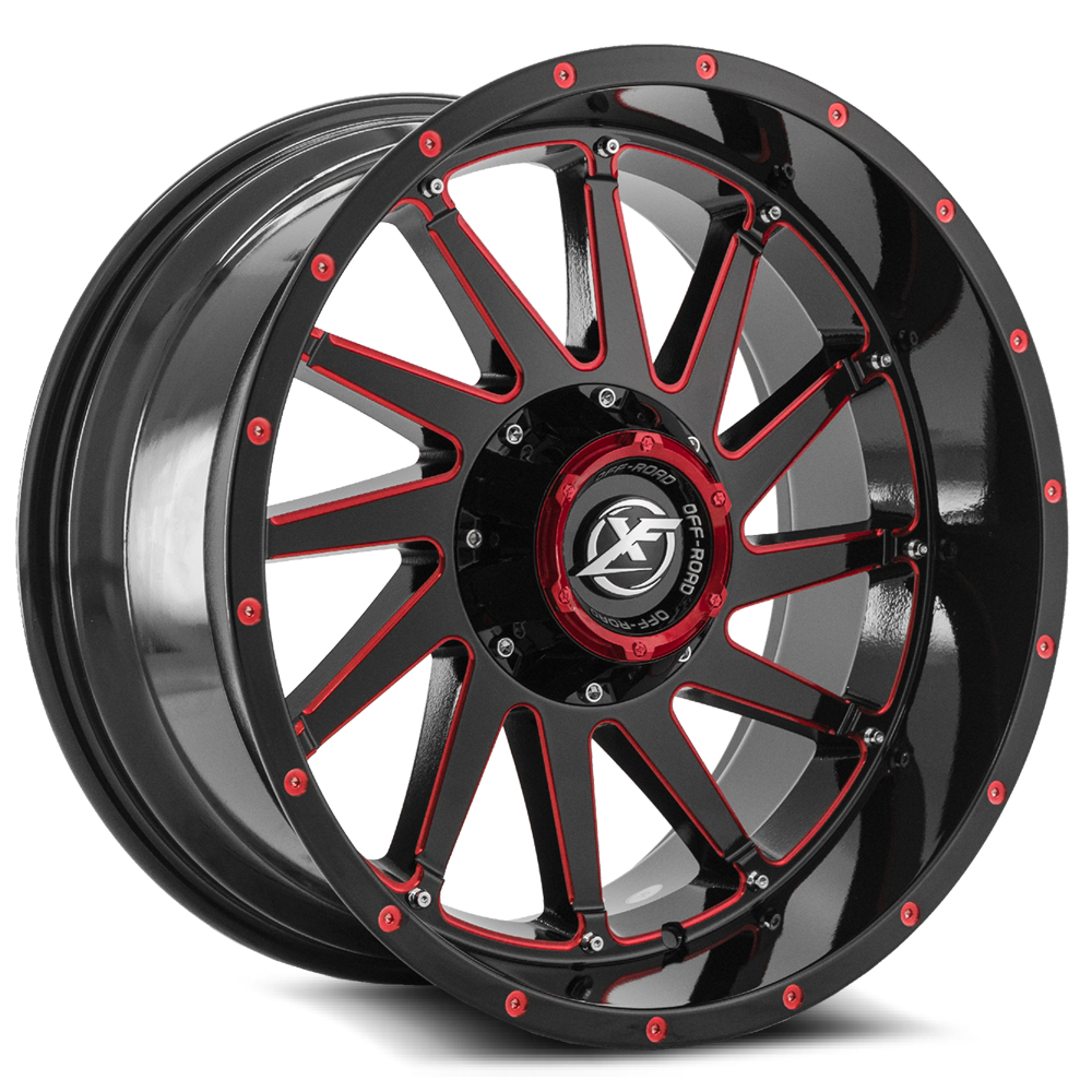 Xf Off-road Xf-216 Gloss Black & Red Milled 20x10 (-24) 5x139.7