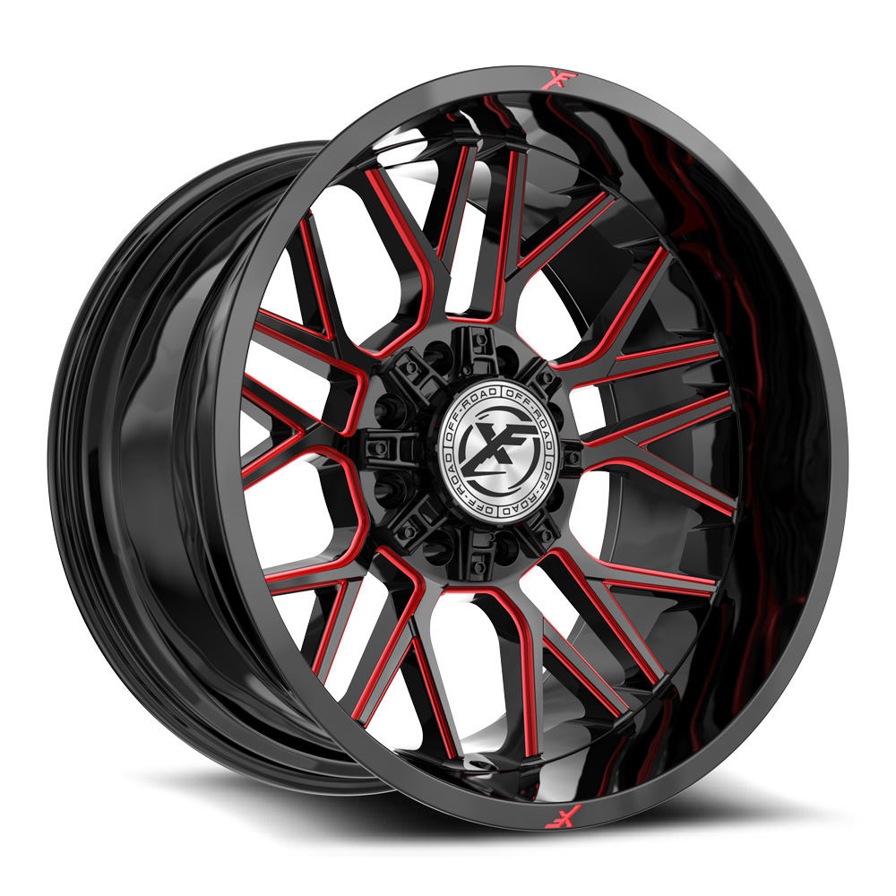 XF Off-Road XF-235 Gloss Black & Red Milled 20x10 (+-12)8x165.1