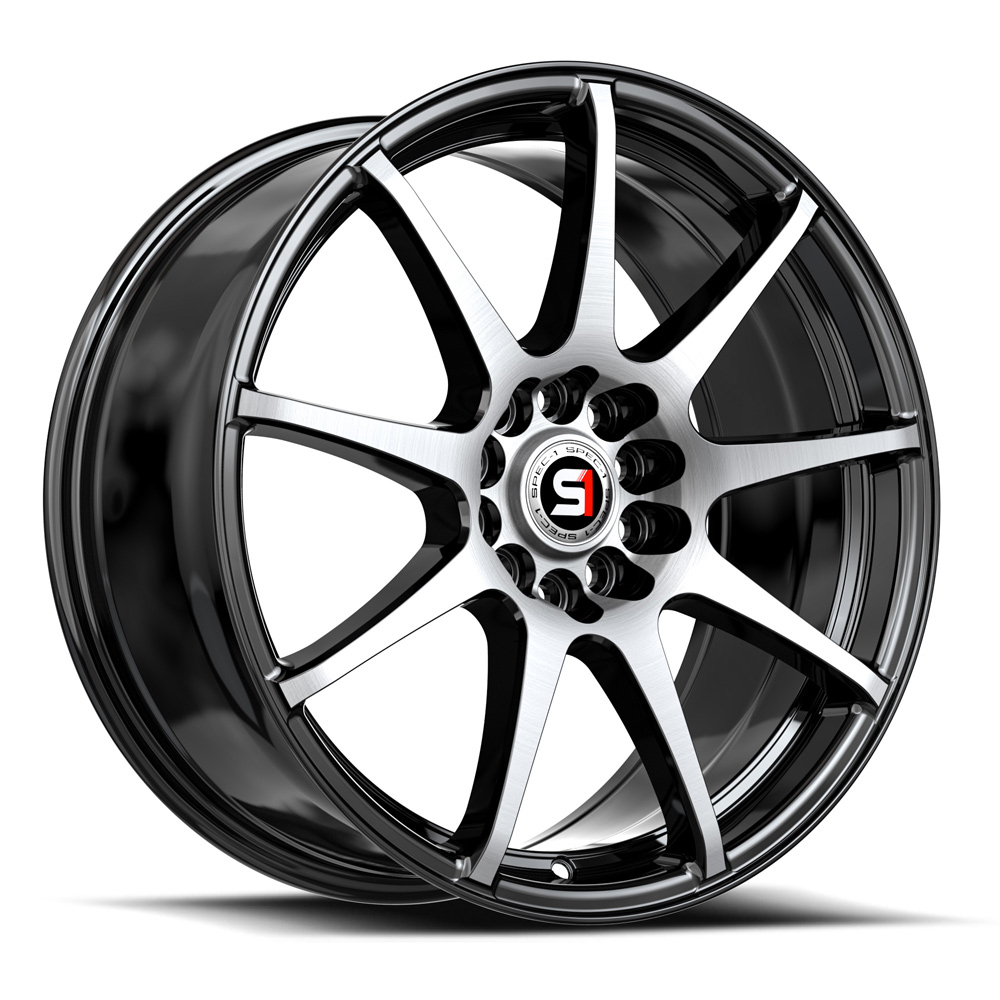 Spec-1 Sp-67 Gloss Black & Machined 17x7 (+42) 4x100