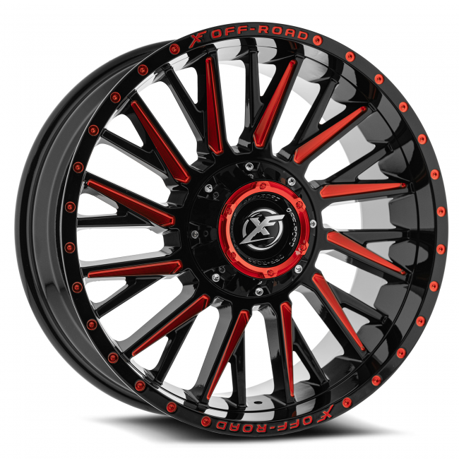 Xf Off-road Xf-226 22x12 5x139.7 5x150 -44 Cb 110.3 Gloss Black Red Milled Red Milled Dots