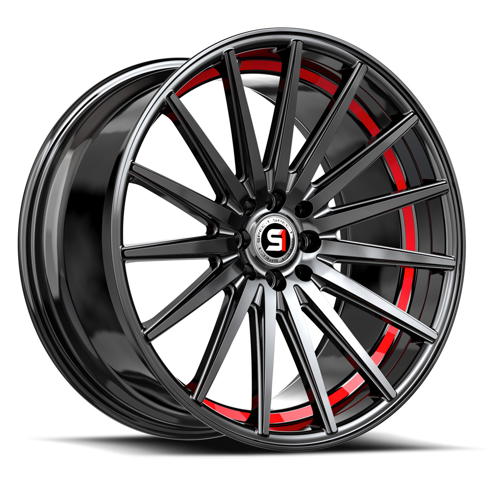 Spec-1 Sp-69 Gloss Black & Red Undercut 17x7.5 (+42) 4x100