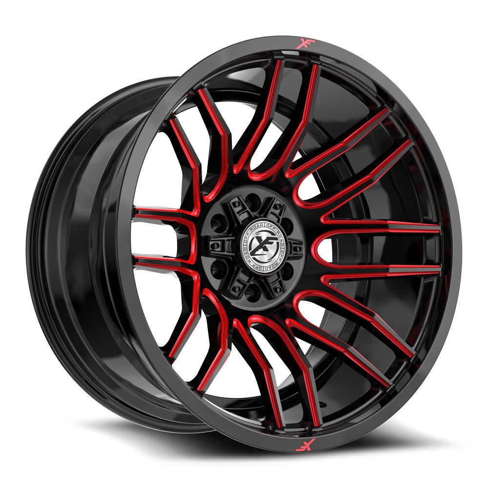 XF Off-Road XF-232 Gloss Black & Red Milled 17x9 (+0)5x127