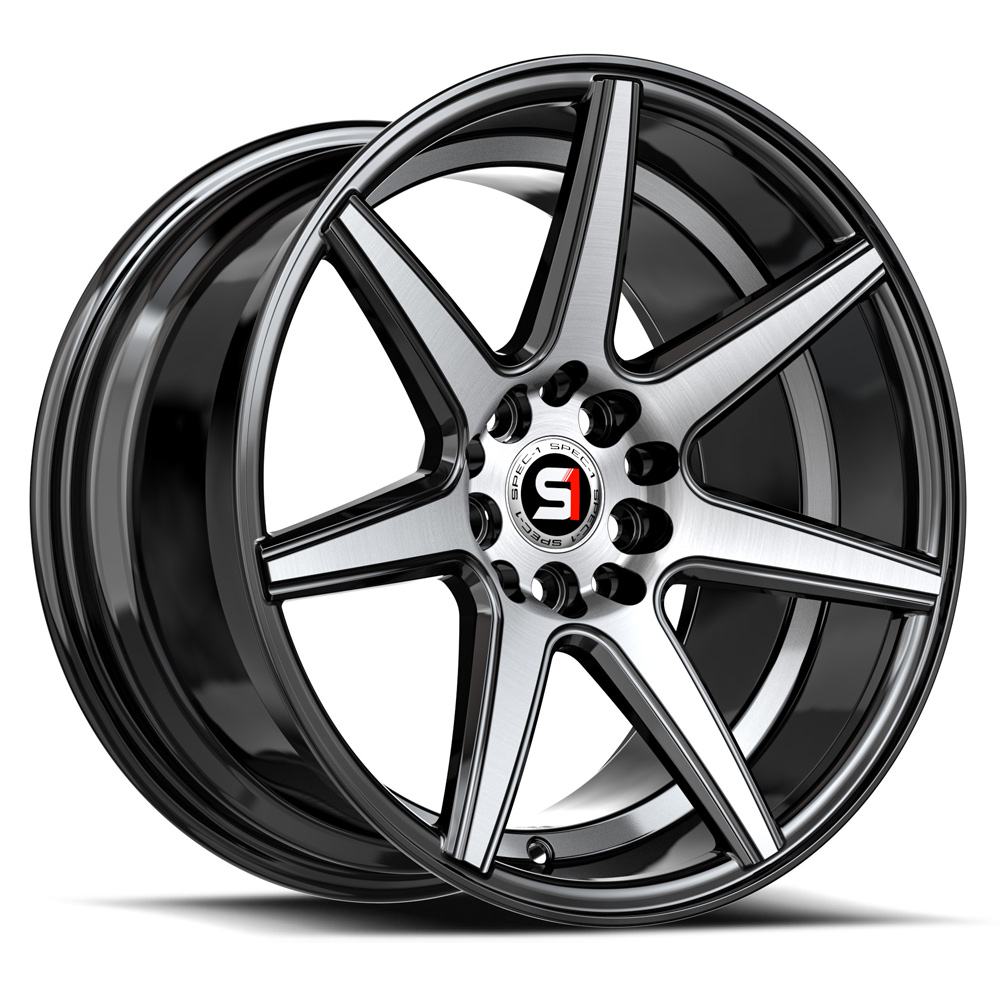 Spec-1 Sp-73 Gloss Black & Machined & Undercut 17x7.5 (+42) 4x100
