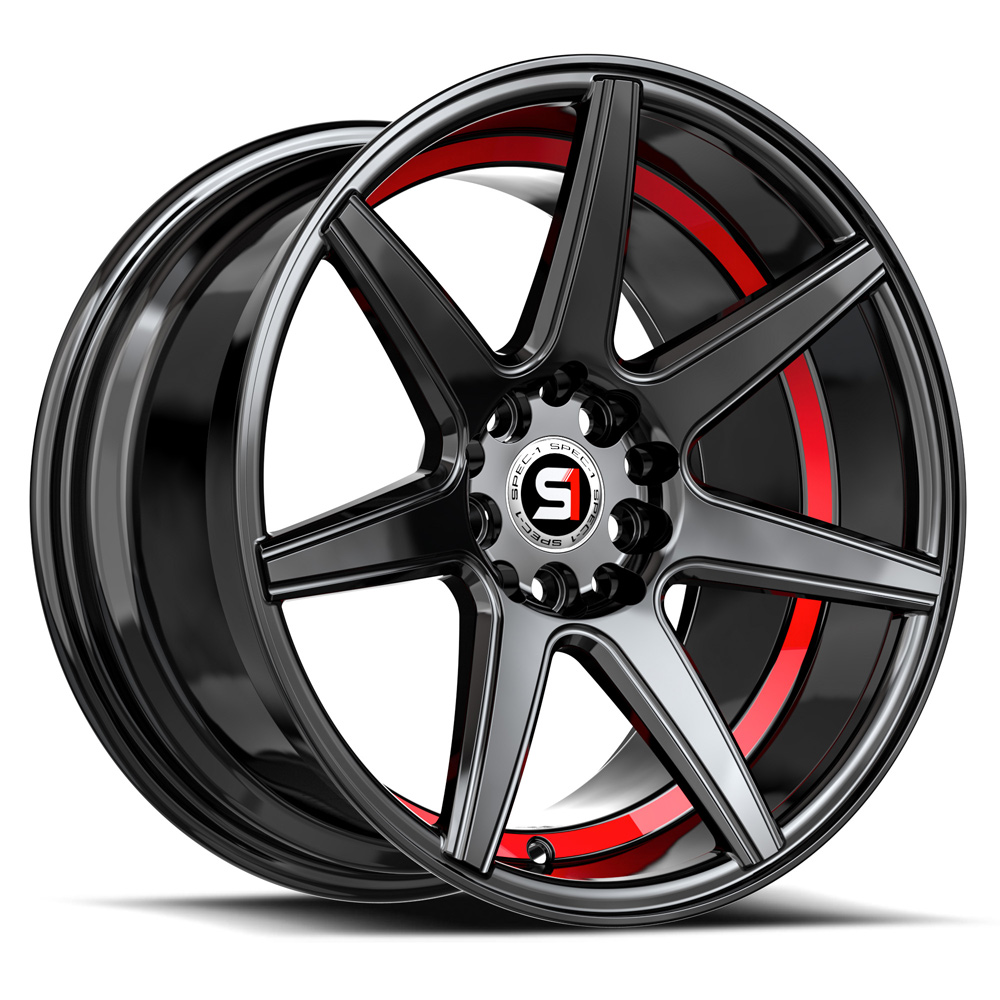Spec-1 Sp-73 Gloss Black & Red Undercut 17x7.5 (+42) 5x100