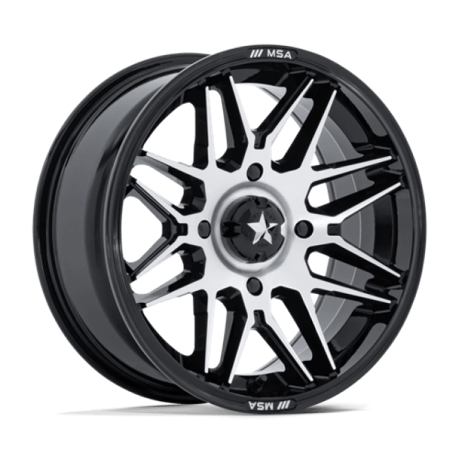 Msa Offroad Wheels M52 Radar Utv Gloss Black W/ Machined Face 16x7 (+10) 4x156