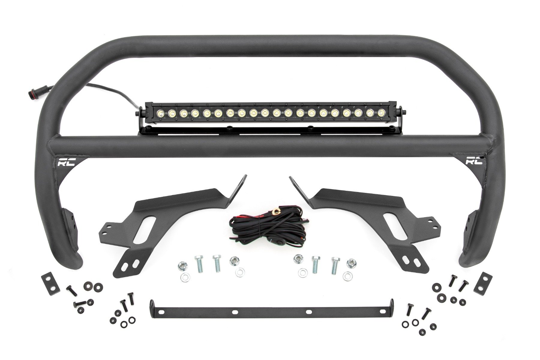 Nudge Bar | w/ Tow Hooks | 20 Inch BLK DRL Single Row LED | Ford Bronco Sport (21-24)