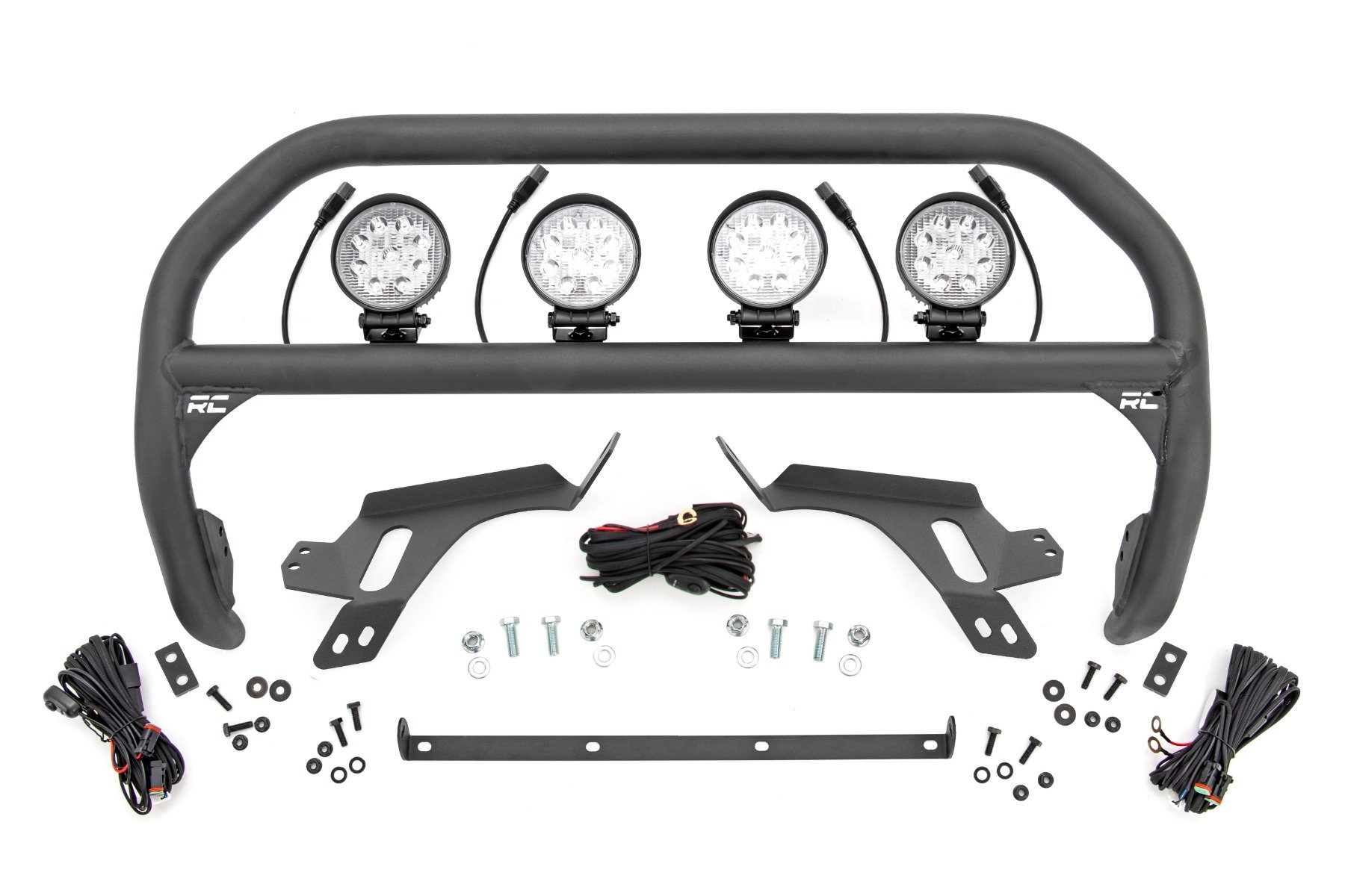 Nudge Bar | w/ Tow Hooks | 4 Inch Round Led (x4) | Ford Bronco Sport (21-24)